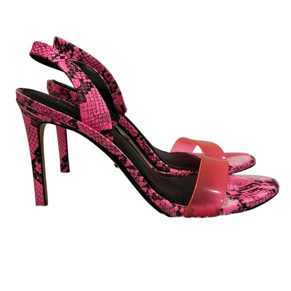 Gianni Bini Neon Pink Black Python Print Heels sz 8.5 - Picture 1 of 8